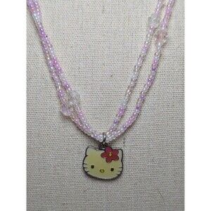 Vintage Hello Kitty Sanrio Double Beaded Stretchy Necklace